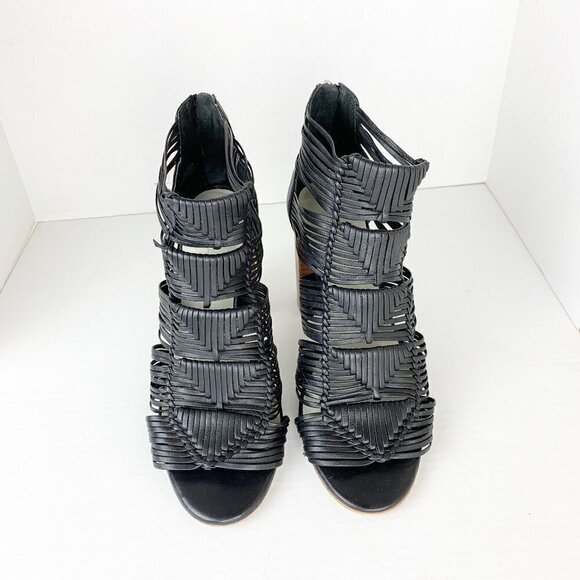 1. State Shoes - 1. State Black Kenton Caged Sandal Booties Size 10
